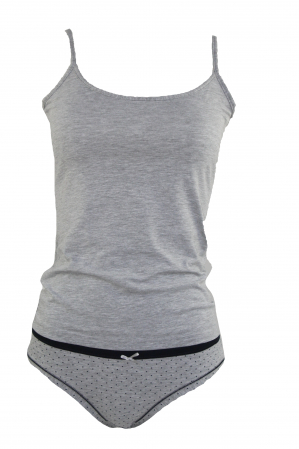 Super Reduceri -30%  Use code MEGA30 - Set maiou si chiloti dama Magic dream, model 8139, Gri, L