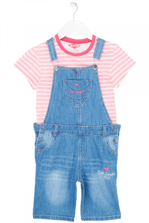 Salopete copii - Set salopeta jeans si tricou fete,Lee Cooper
