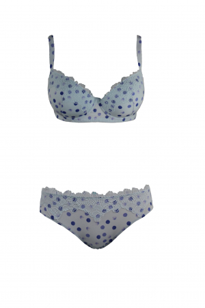 Lenjerie intima dama - Set sutien si chiloti Big Bubble Curvy Infiore, Albastru deschis, 75C EU