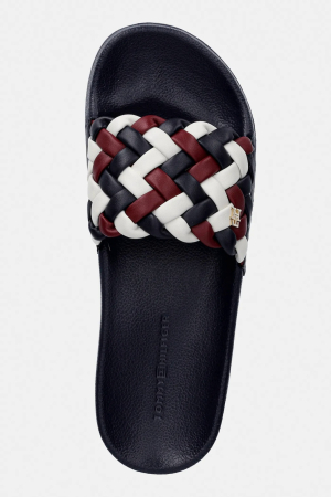 Slapi dama Tommy Hilfiger FW0FW09039 bleumarin cu design impletit multicolor [2]