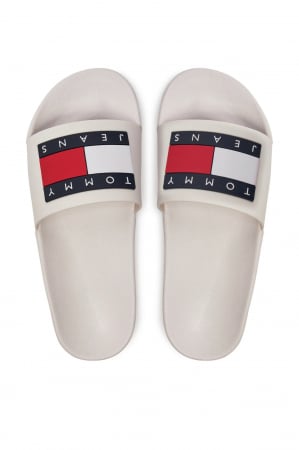 Slapi, papuci, saboti dama - Slapi dama Tommy Jeans cu logo supradimensionat