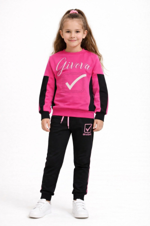 Treninguri lifestyle copii - Trening fete Givova,Negru & Fucsia