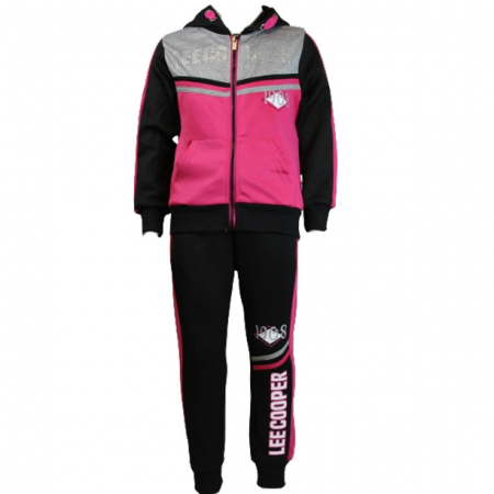 Treninguri lifestyle copii - Trening Fete Lee Cooper LC11551, Fucsia/Negru, 4 ani/104 cm