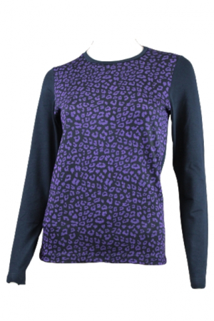 Tricouri dama - Tricou cu maneci lungi pentru dama ,Emma by Lolami, negru/VIOLET, marime S/M