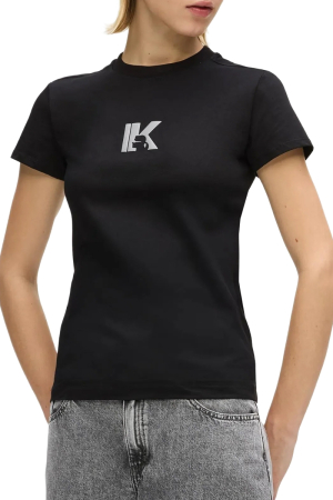 Toate Produsele - Tricou damă Karl Lagerfeld Jeans negru slim cu logo KL B2W17064