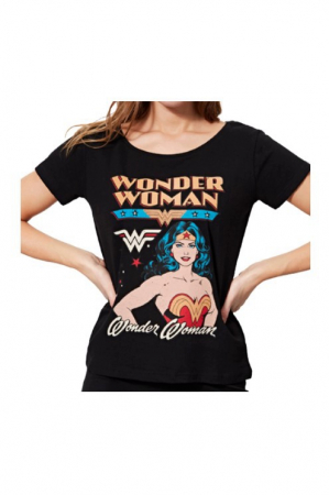 Tricouri dama - Tricou dama Wonder Woman, Negru, XS EU