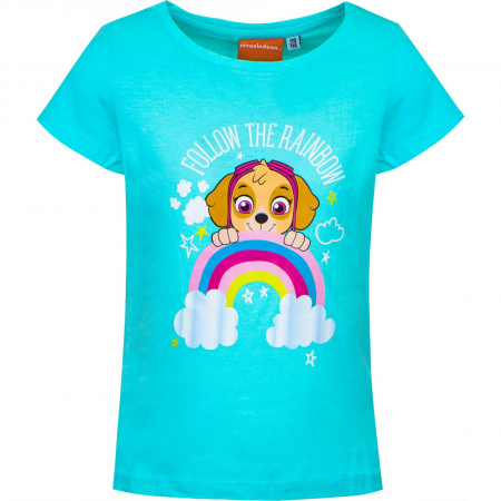 Tricouri copii - Tricou fete, To The Sky, Turcoaz, 4 Ani/104 cm
