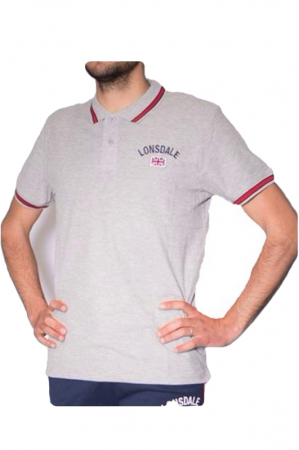Tricouri barbati - Tricou polo barbati Lonsdale, Gri, Marime M