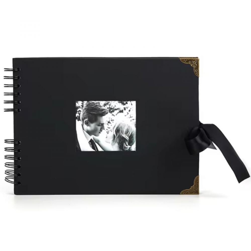 Album foto / GuestBook, 60 pagini, negru, colturi metalice, Ideal pentru nunta, botez, majorat, aniversare, 21.5 x 29 cm [4]