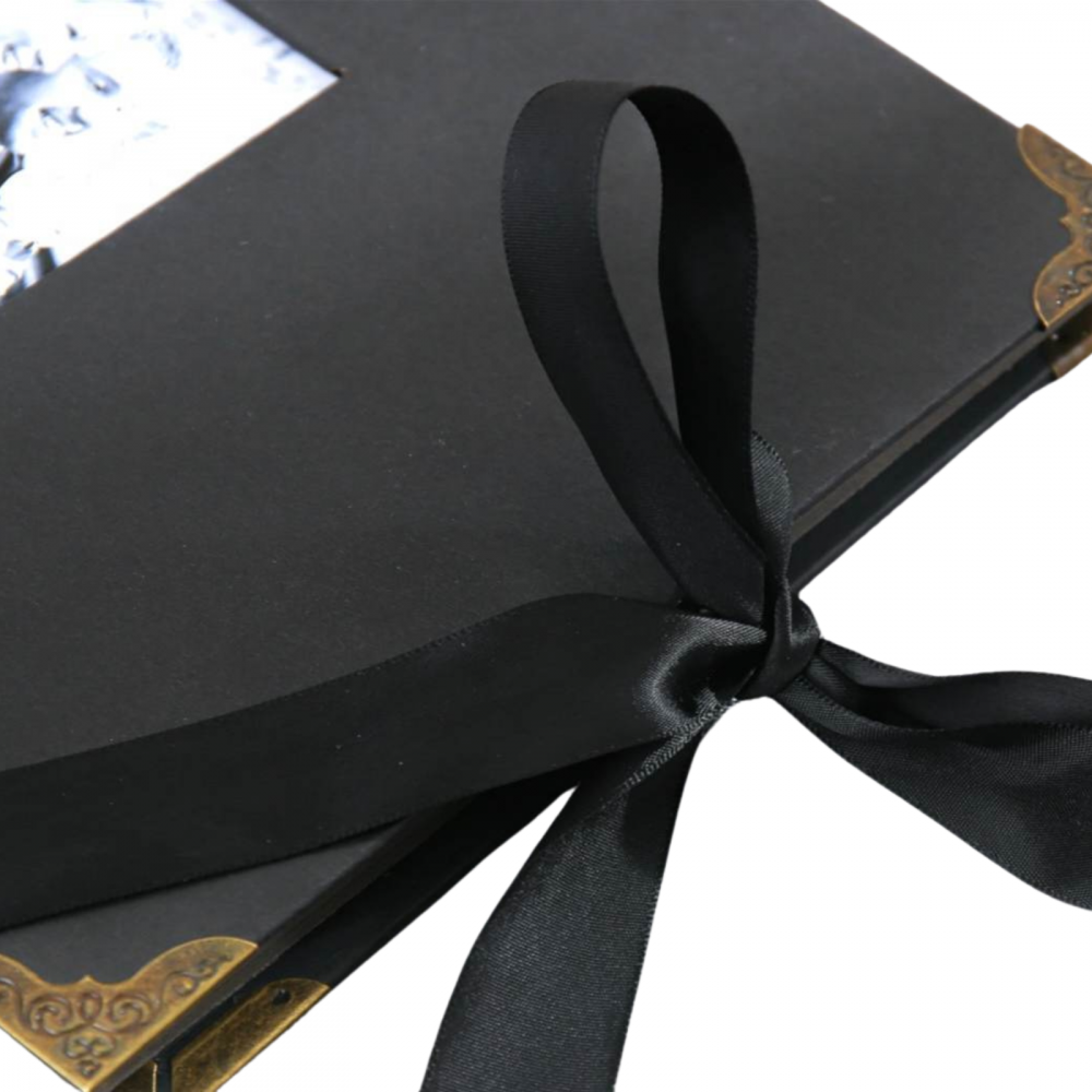 Album foto / GuestBook, 60 pagini, negru, colturi metalice, Ideal pentru nunta, botez, majorat, aniversare, 21.5 x 29 cm [2]