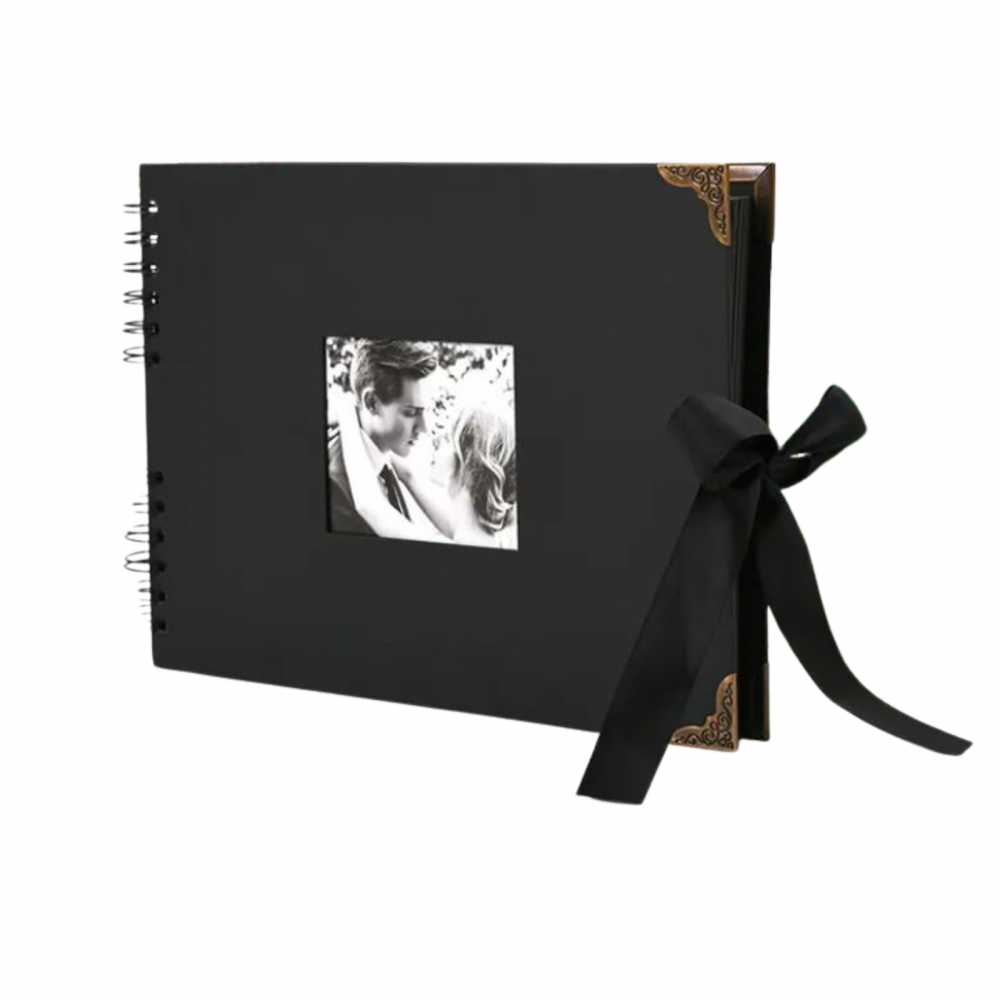 Album foto / GuestBook, 60 pagini, negru, colturi metalice, Ideal pentru nunta, botez, majorat, aniversare, 21.5 x 29 cm [3]