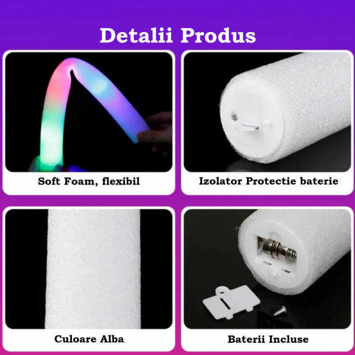 Bagheta Foam Stick cu LED 47 cm – iluminare colorată pentru petreceri și evenimente [3]
