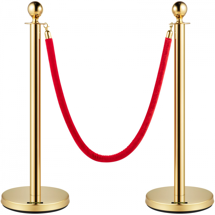 Set 4 Stalpi Delimitare din otel, cordon rosu [2]