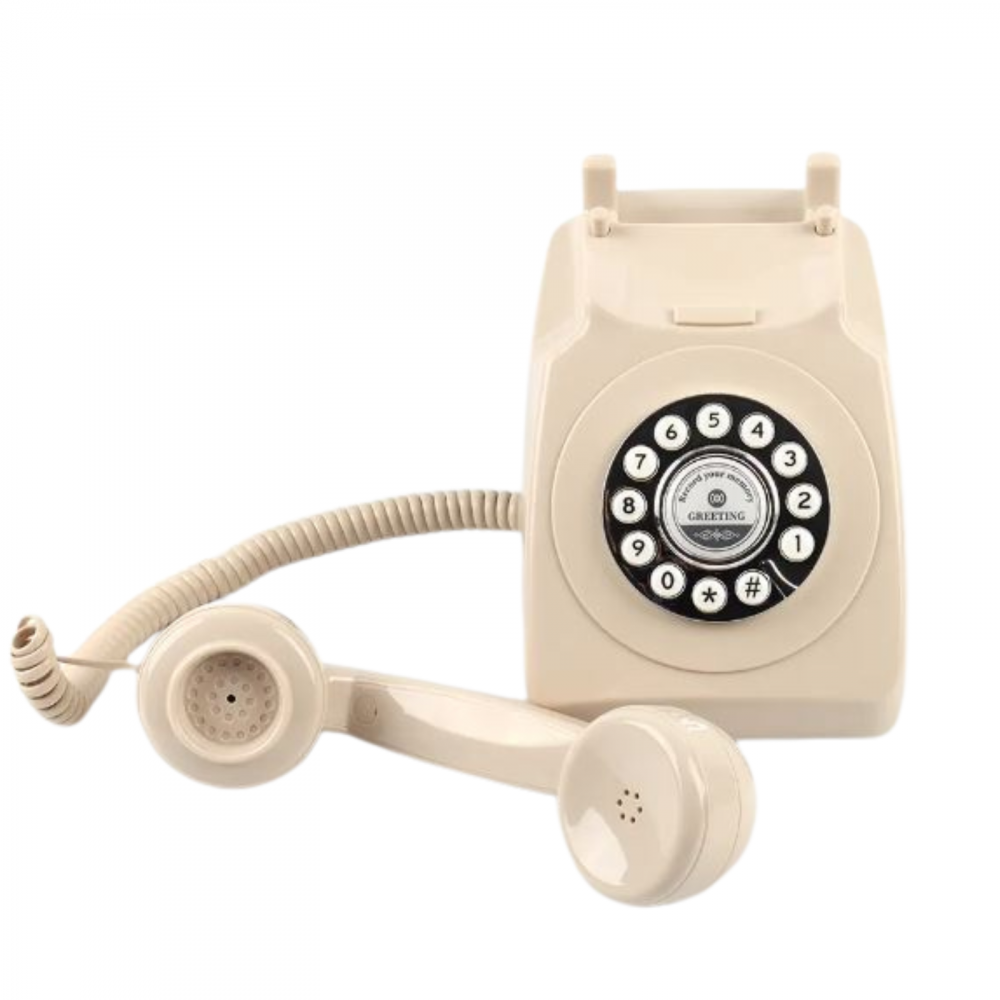 Telefon cu fir, Retro Audio Guestbook, inregistrare voce, 8gb card SD, crem [4]