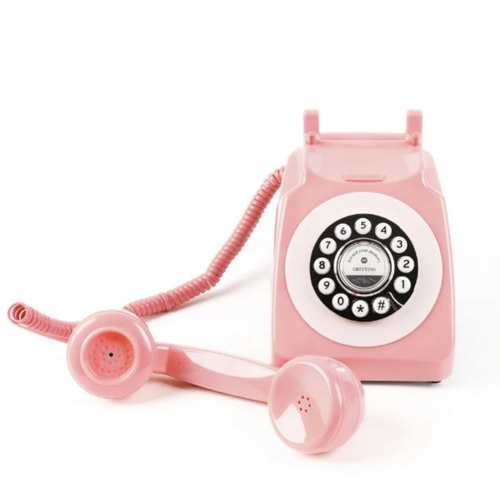 Telefon cu fir, Retro Audio Guestbook, inregistrare voce, 8gb card SD, roz [4]