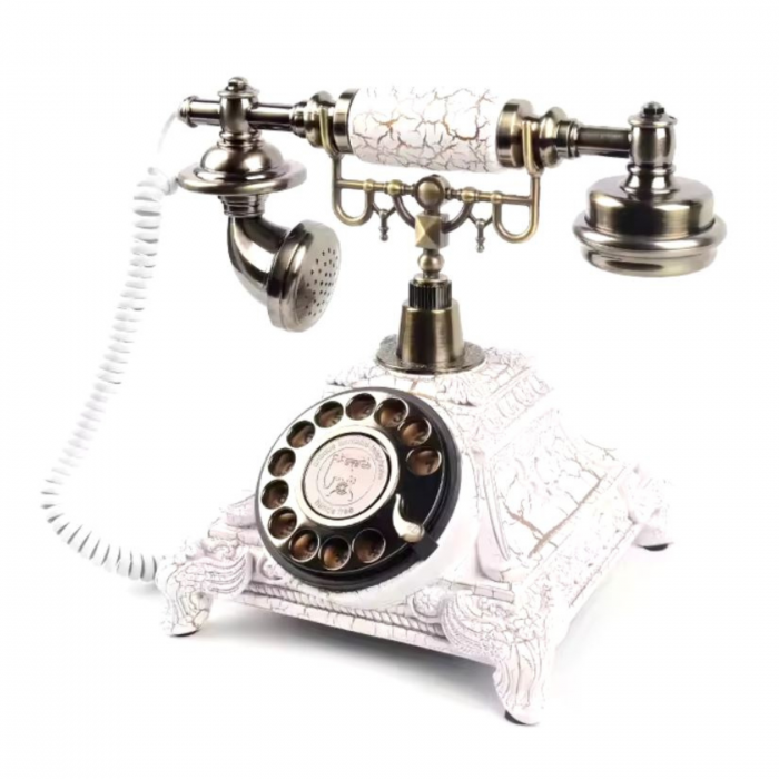 Telefon cu fir, Vintage Audio Guestbook, inregistrare voce, 8gb card SD, alb [3]