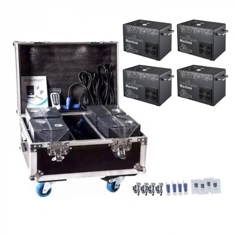 Masini artificii - Set 4x Cold Spark Machine 600W + Case – Efect Scântei Reci