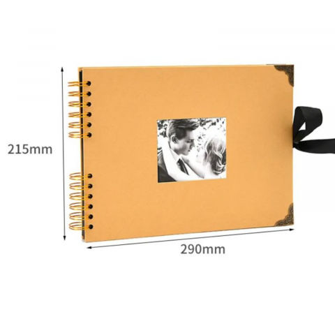 Album foto / GuestBook, 60 pagini, bej, colturi metalice, Ideal pentru nunta, botez, majorat, aniversare, 21.5 x 29 cm [1]
