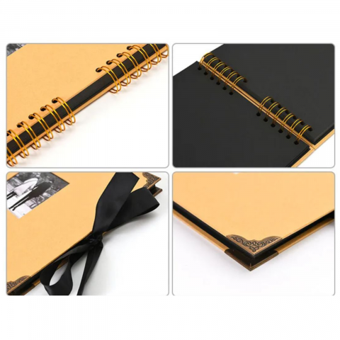 Album foto / GuestBook, 60 pagini, bej, colturi metalice, Ideal pentru nunta, botez, majorat, aniversare, 21.5 x 29 cm [2]