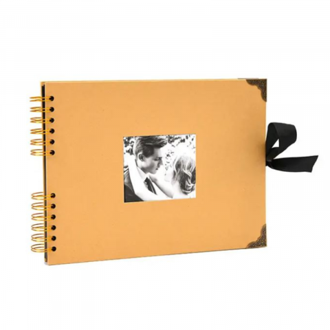 Album Foto sau Guestbook - Album foto / GuestBook, 60 pagini, bej, colturi metalice, Ideal pentru nunta, botez, majorat, aniversare, 21.5 x 29 cm