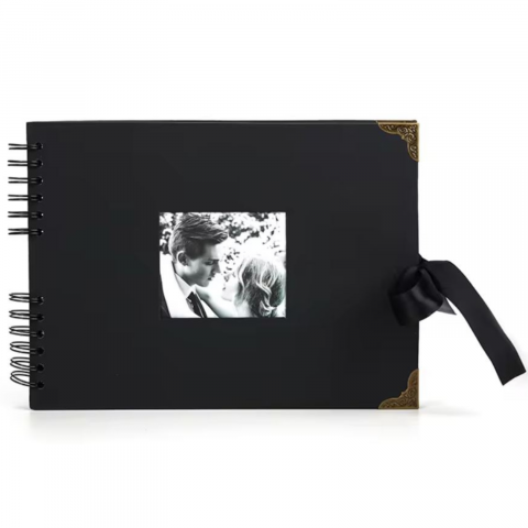 Album foto / GuestBook, 60 pagini, negru, colturi metalice, Ideal pentru nunta, botez, majorat, aniversare, 21.5 x 29 cm [3]