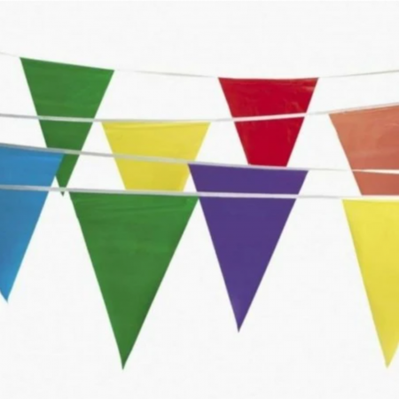 Banner stegulete, 48 steaguri multicolore, lungime ghirlanda 30 m, poliester [4]