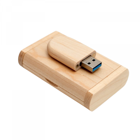 Memorie USB 3.0, din lemn de fag si cutie, natur [4]