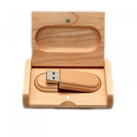 Memorie USB 3.0, din lemn si cutie, culoare bambus [3]