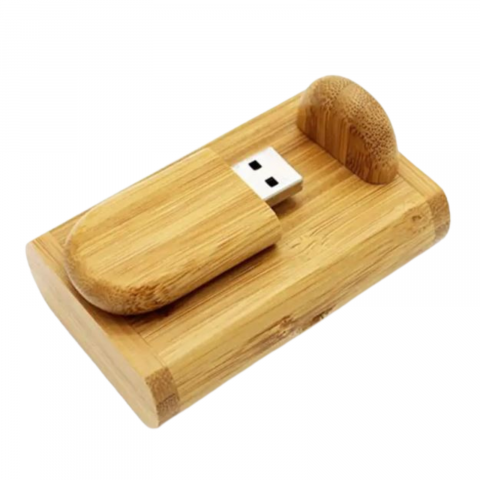 Memorie USB 3.0, din lemn si cutie, culoare bambus [2]