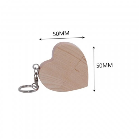 Memorie USB 3.0 in forma de inima, breloc, din lemn si cutie [4]