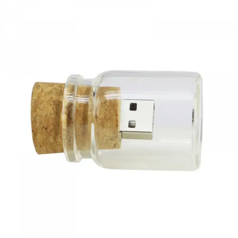 Memorie USB 3.0, stick dop de pluta si sticluta, in cutie lemn [3]