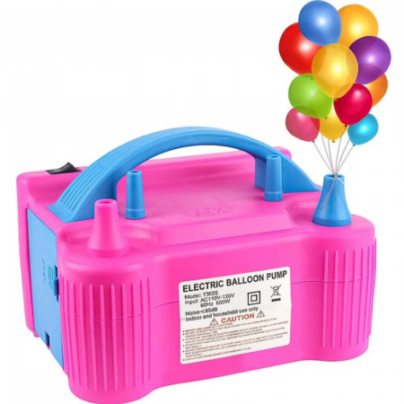 Articole petrecere - Pompa electrica pentru umflat baloane, 2 orificii umflare simultana, mod automat/manual, putere 600w