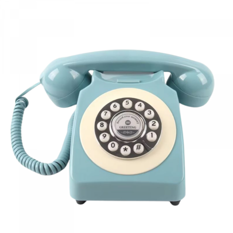 Audio GuestBook - Telefon cu fir, Retro Audio Guestbook, inregistrare voce, 8gb card SD, albastru