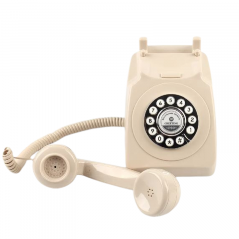 Telefon cu fir, Retro Audio Guestbook, inregistrare voce, 8gb card SD, crem [3]