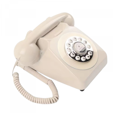 Telefon cu fir, Retro Audio Guestbook, inregistrare voce, 8gb card SD, crem [1]