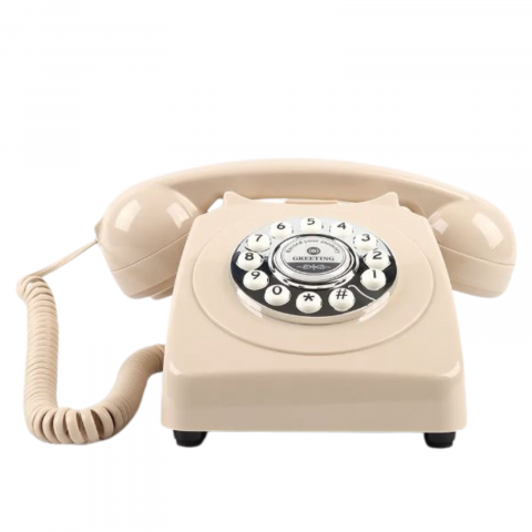 Telefon cu fir, Retro Audio Guestbook, inregistrare voce, 8gb card SD, crem [2]