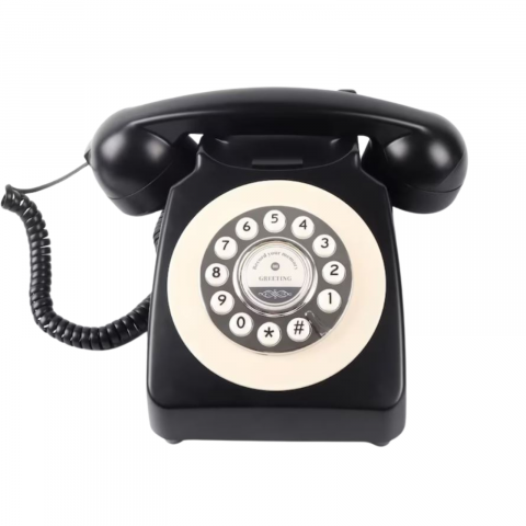 Audio GuestBook - Telefon cu fir, Retro Audio Guestbook, inregistrare voce, 8gb card SD, negru