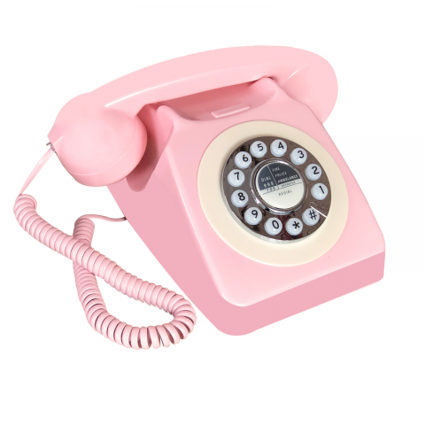 Telefon cu fir, Retro Audio Guestbook, inregistrare voce, 8gb card SD, roz [1]