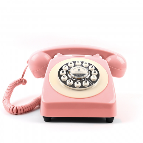 Telefon cu fir, Retro Audio Guestbook, inregistrare voce, 8gb card SD, roz [2]