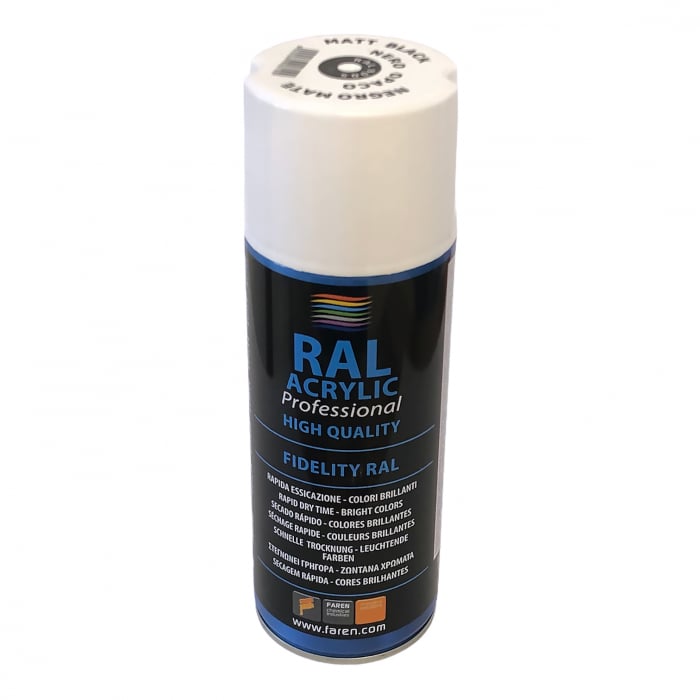 Spray vopsea acrilica 100% profesionala, Faren, Negru Mat, RAL 9005, 400 ml [1]