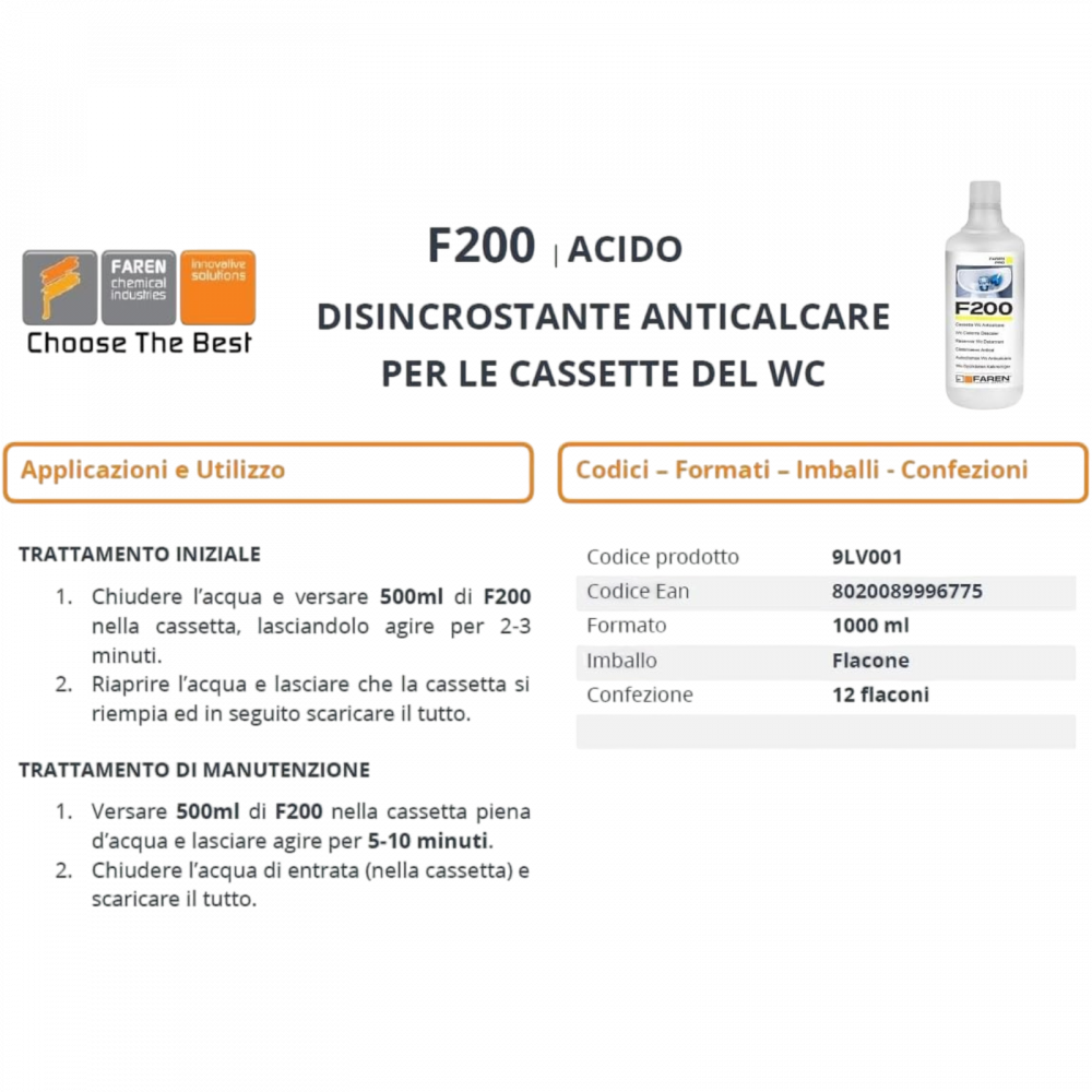 Tratament profesional anticalcar pentru rezervoare WC, Faren F200, 1l [4]