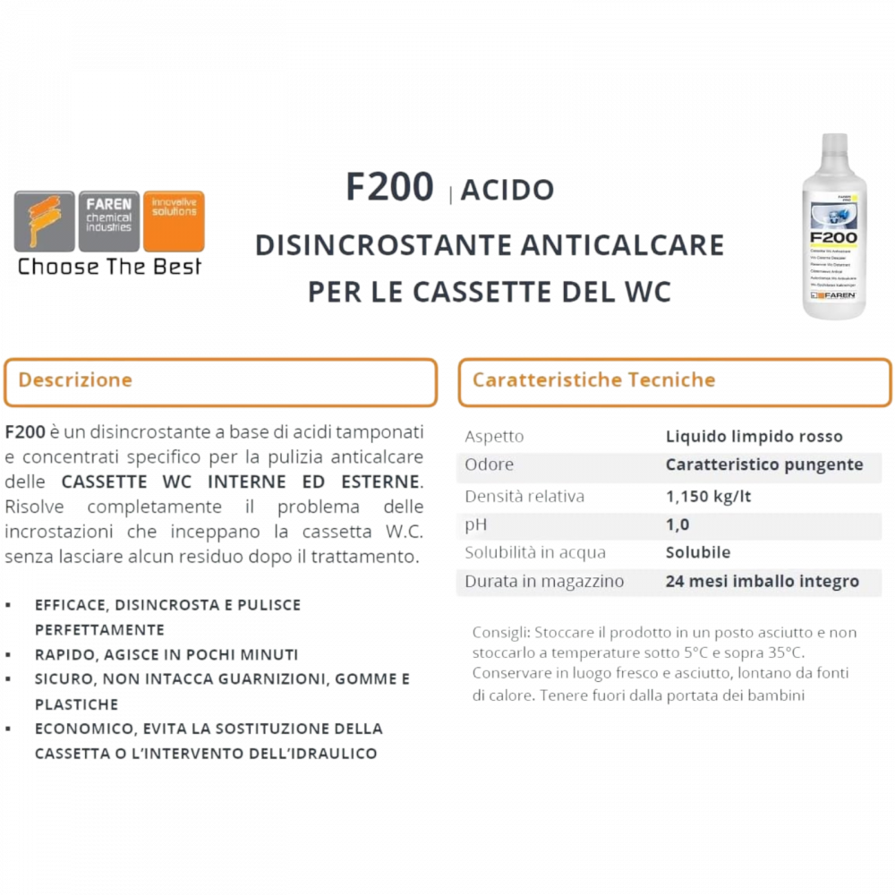 Tratament profesional anticalcar pentru rezervoare WC, Faren F200, 1l [3]