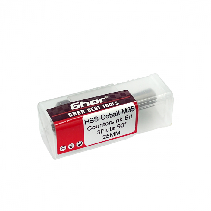 Zencuitor tesitor conic 90°, HSS Cobalt M35, cu coada cilindrica, Ø25 mm, Gher [4]