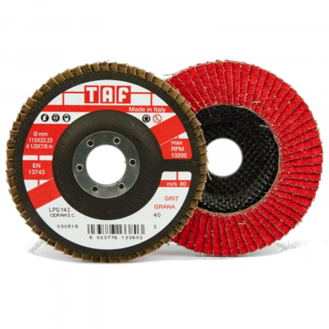 Disc abraziv lamelar 125mm x 22 mm CERAMIC, centru curbat pentru inox/metal TAF [0]