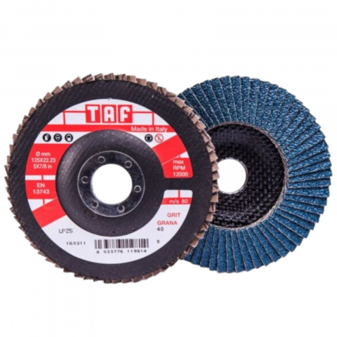 Disc abraziv lamelar 125mm x 22 mm zirconiu centru convex pentru inox/metal TAF [2]