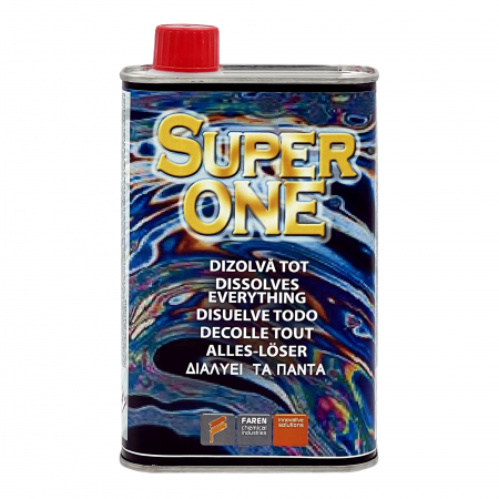 Solutii suprafete - Dizolvant pentru indepartat lipici, silicon, smoala si rasini, Faren SUPER ONE, 250ml