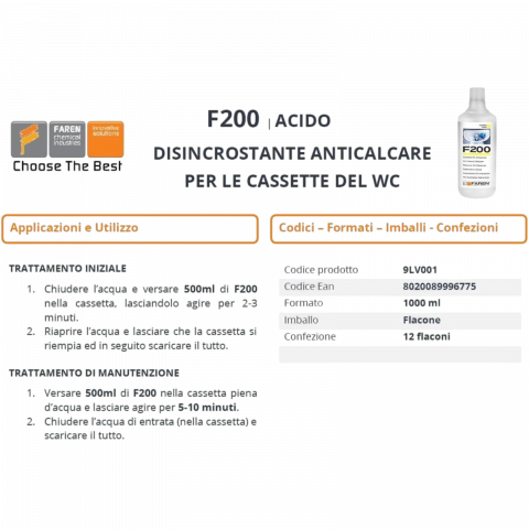Tratament profesional anticalcar pentru rezervoare WC, Faren F200, 1l [3]