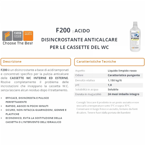Tratament profesional anticalcar pentru rezervoare WC, Faren F200, 1l [2]