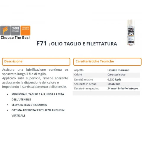 Ulei spray profesional pentru filetare, gaurire, frezare, Faren F71, 400 ml [3]