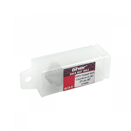 Zencuitor tesitor conic 90°, HSS Cobalt M35, cu coada cilindrica, Ø31 mm, Gher [3]